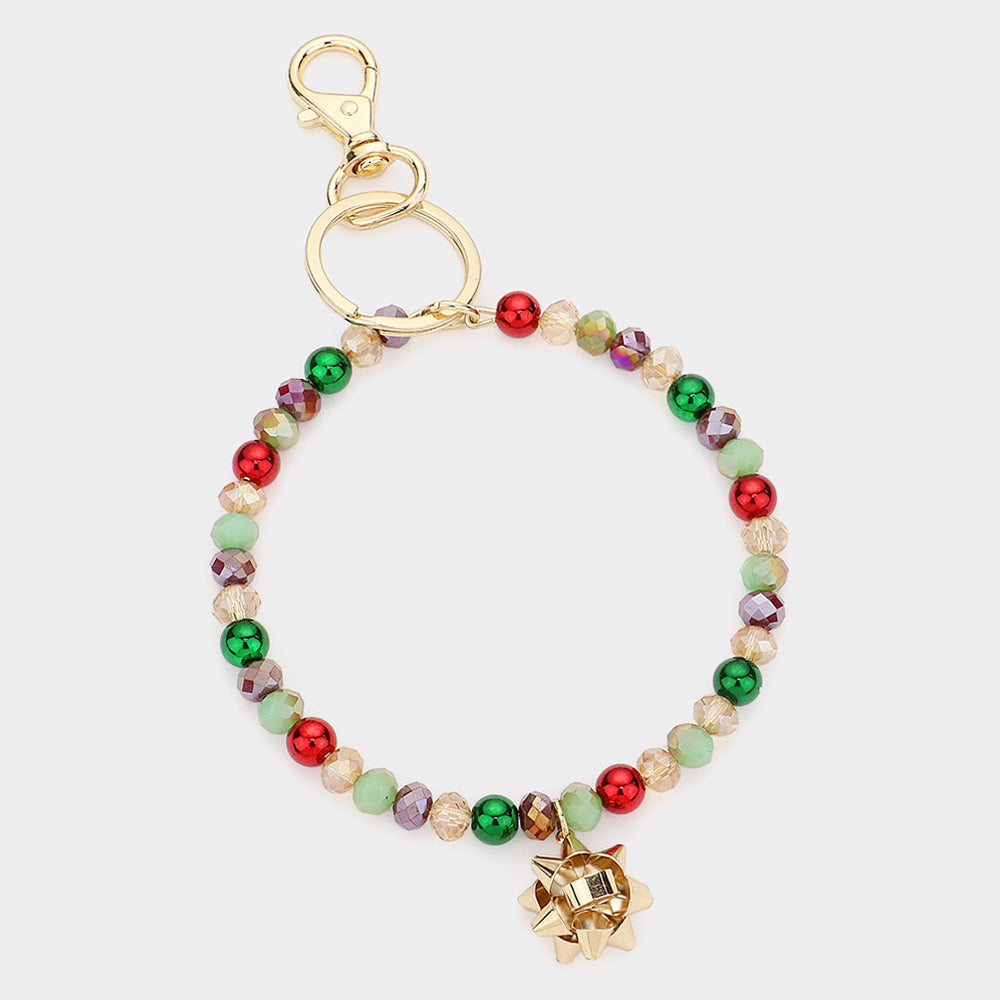 Madeline Love Multi Faceted Beaded Christmas Gift Bow Keychain / Bracelet - Bracelets