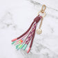 Madeline Love Gold, Multi Butterfly Embossed Coin Drop HAPPY ZEW Message Beaded Rope Tassel Keychain Bag Charm - Bags & Wallets - desc