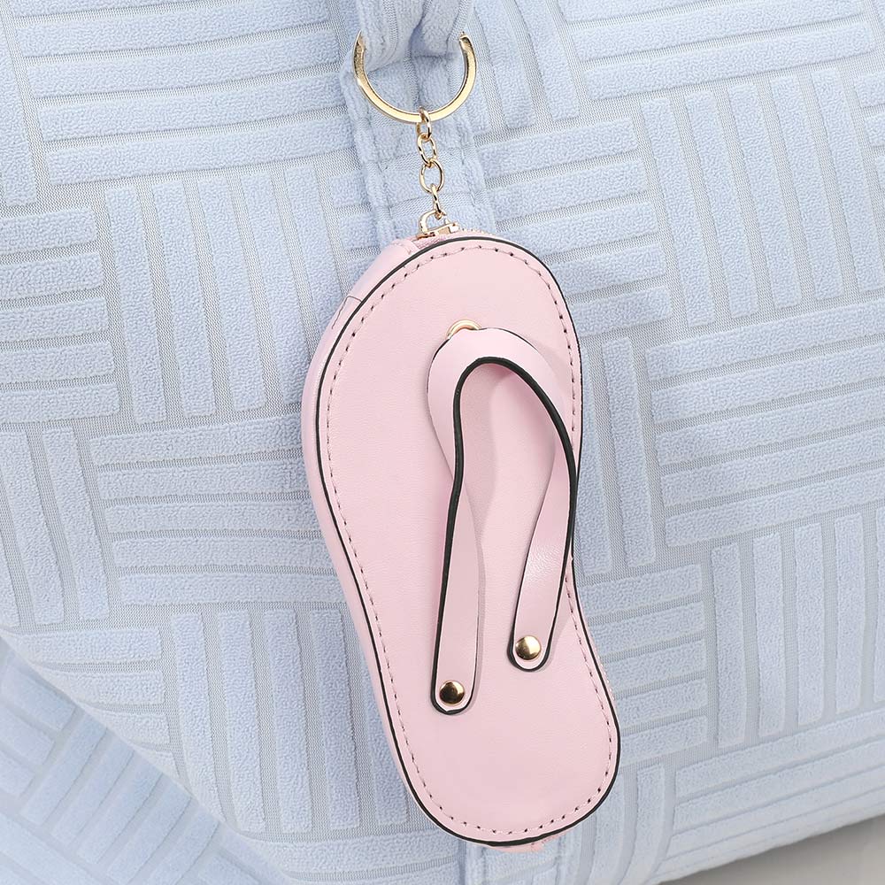 Madeline Love Light, Pink Faux Leather Flip-flop Mini Wristlet Keychain Bag Charm Coin Purse - Bags & Wallets