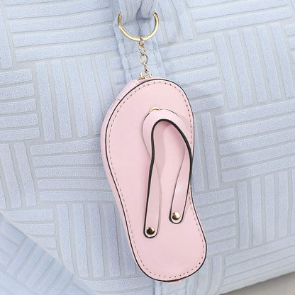 Madeline Love Light, Pink Faux Leather Flip-flop Mini Wristlet Keychain Bag Charm Coin Purse - Bags & Wallets