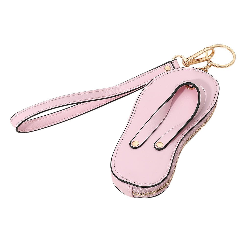 Madeline Love Light, Pink Faux Leather Flip-flop Mini Wristlet Keychain Bag Charm Coin Purse - Bags & Wallets - extra