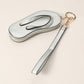 Madeline Love Silver Faux Leather Flip-flop Mini Wristlet Keychain Bag Charm Coin Purse - Bags & Wallets - desc