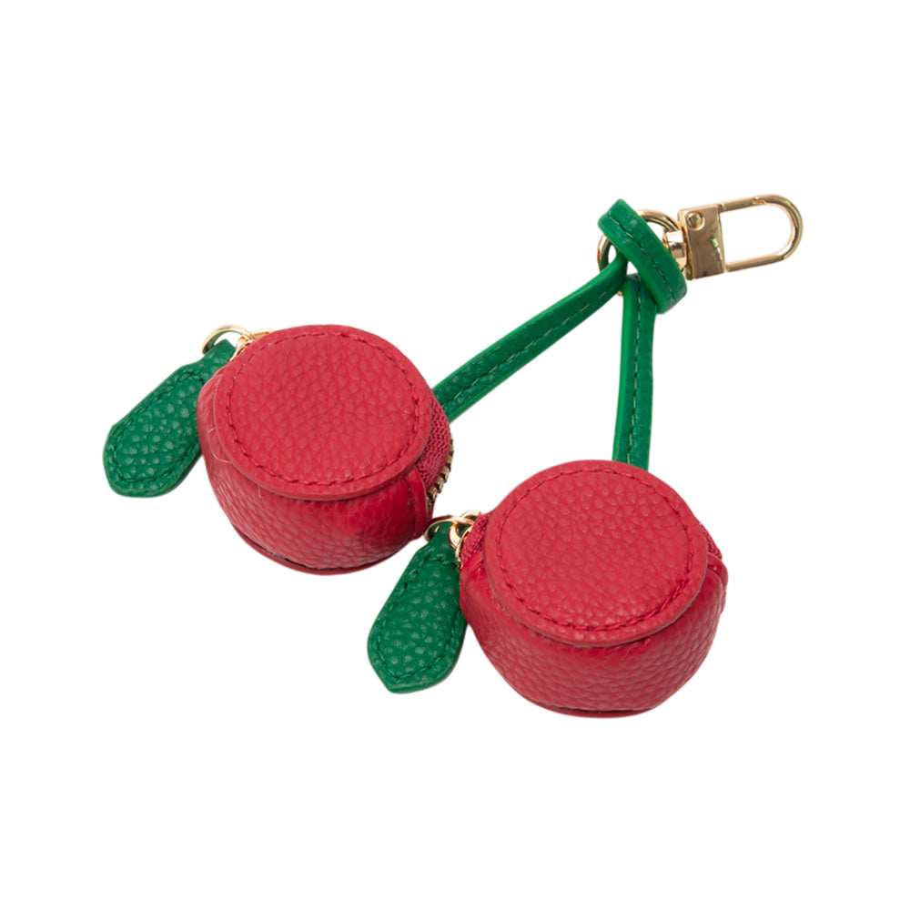 Madeline Love Red Faux Leather Cherry Keychain / Bag Charm / Coin Purse - Bags & Wallets - desc