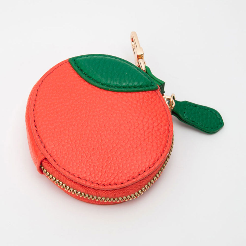 Madeline Love Orange Faux Leather Orange Keychain Bag Charm Coin Purse - Bags & Wallets