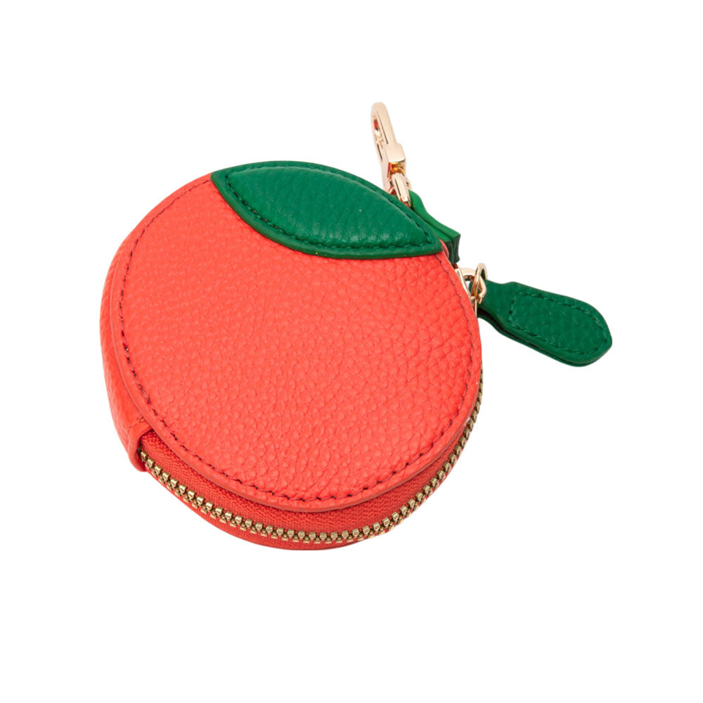 Madeline Love Orange Faux Leather Orange Keychain Bag Charm Coin Purse - Bags & Wallets - desc