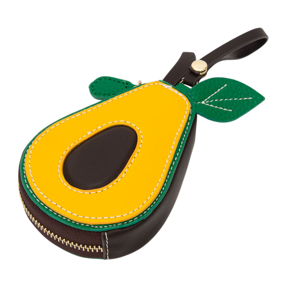 Madeline Love Green, Yellow Faux Leather Avocado Keychain / Bag Charm / Coin Purse - Bags & Wallets - desc