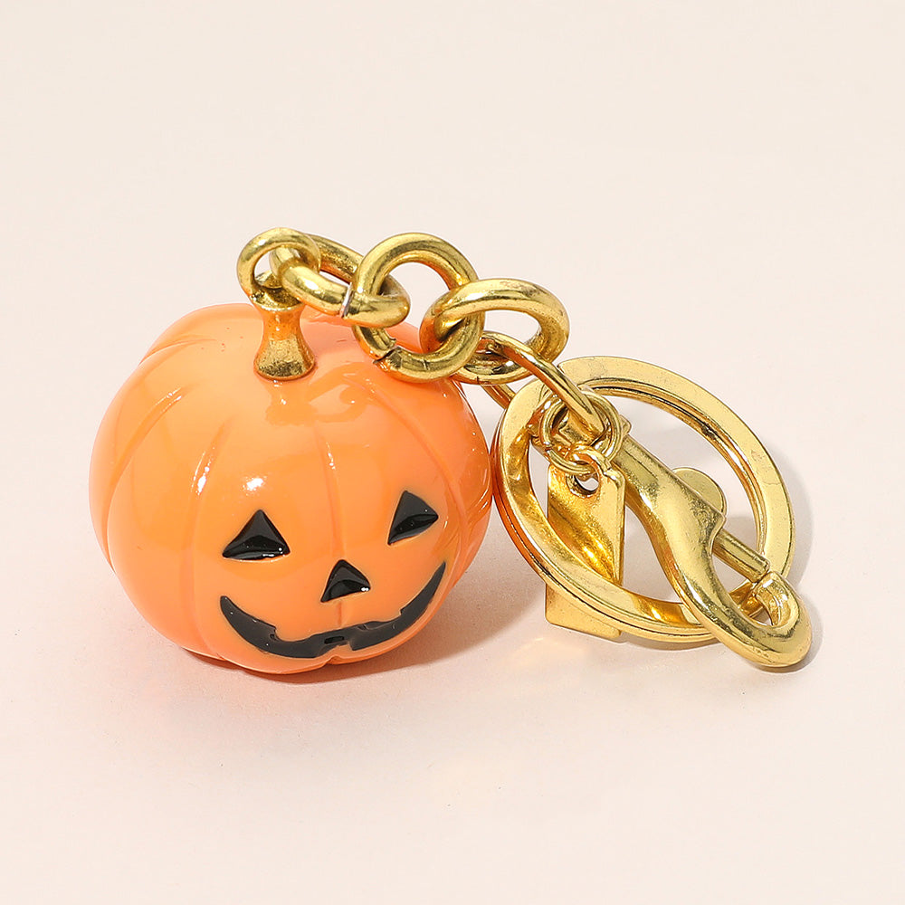 Madeline Love Orange Halloween Pumpkin Jack O Lantern Keychain Bag Charm - Bags & Wallets
