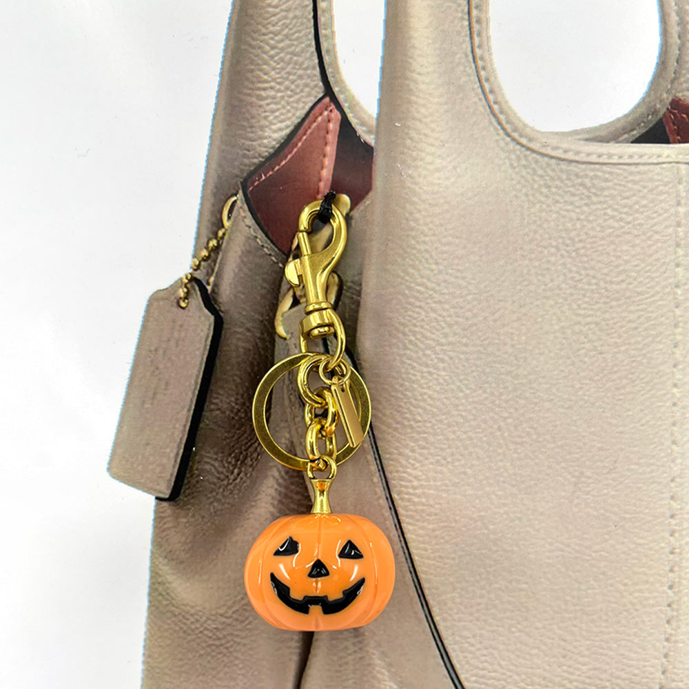 Madeline Love Orange Halloween Pumpkin Jack O Lantern Keychain Bag Charm - Bags & Wallets - extra