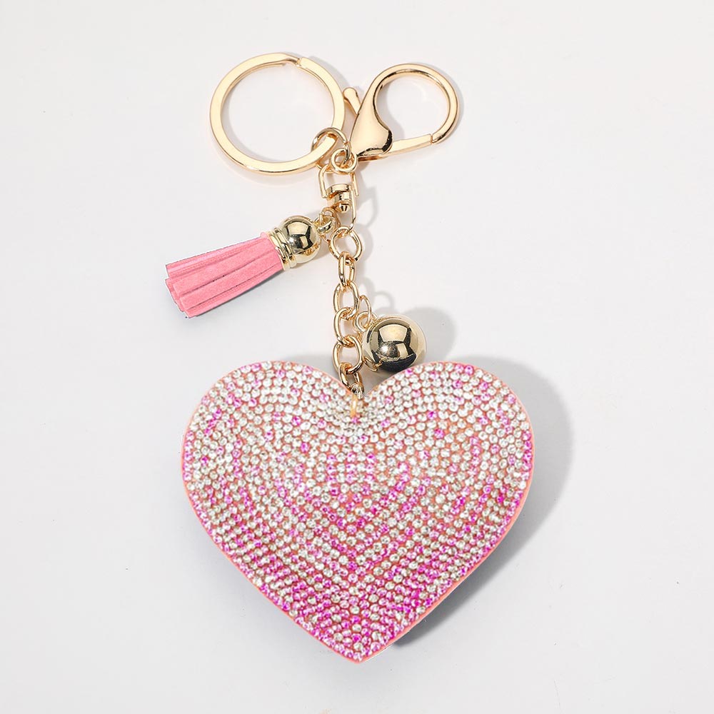 Madeline Love Pink Bling Heart Tassel Keychain - Bags & Wallets