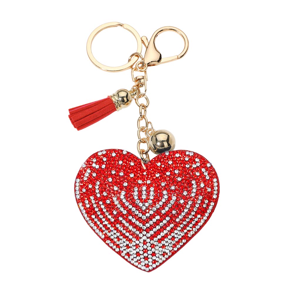 Madeline Love Red Bling Heart Tassel Keychain - Bags & Wallets - desc