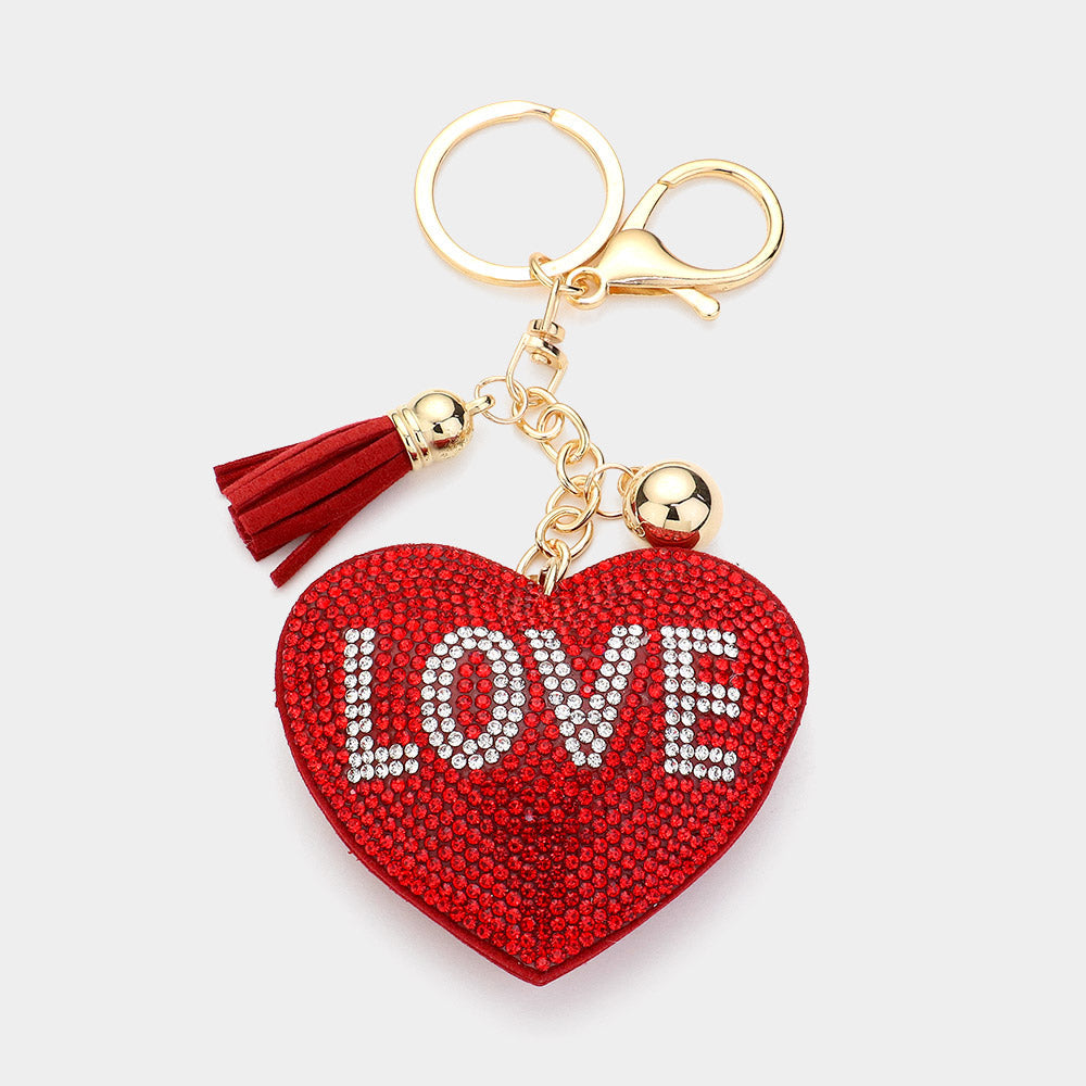 Madeline Love Red Bling LOVE Message Heart Keychain - Jewelry