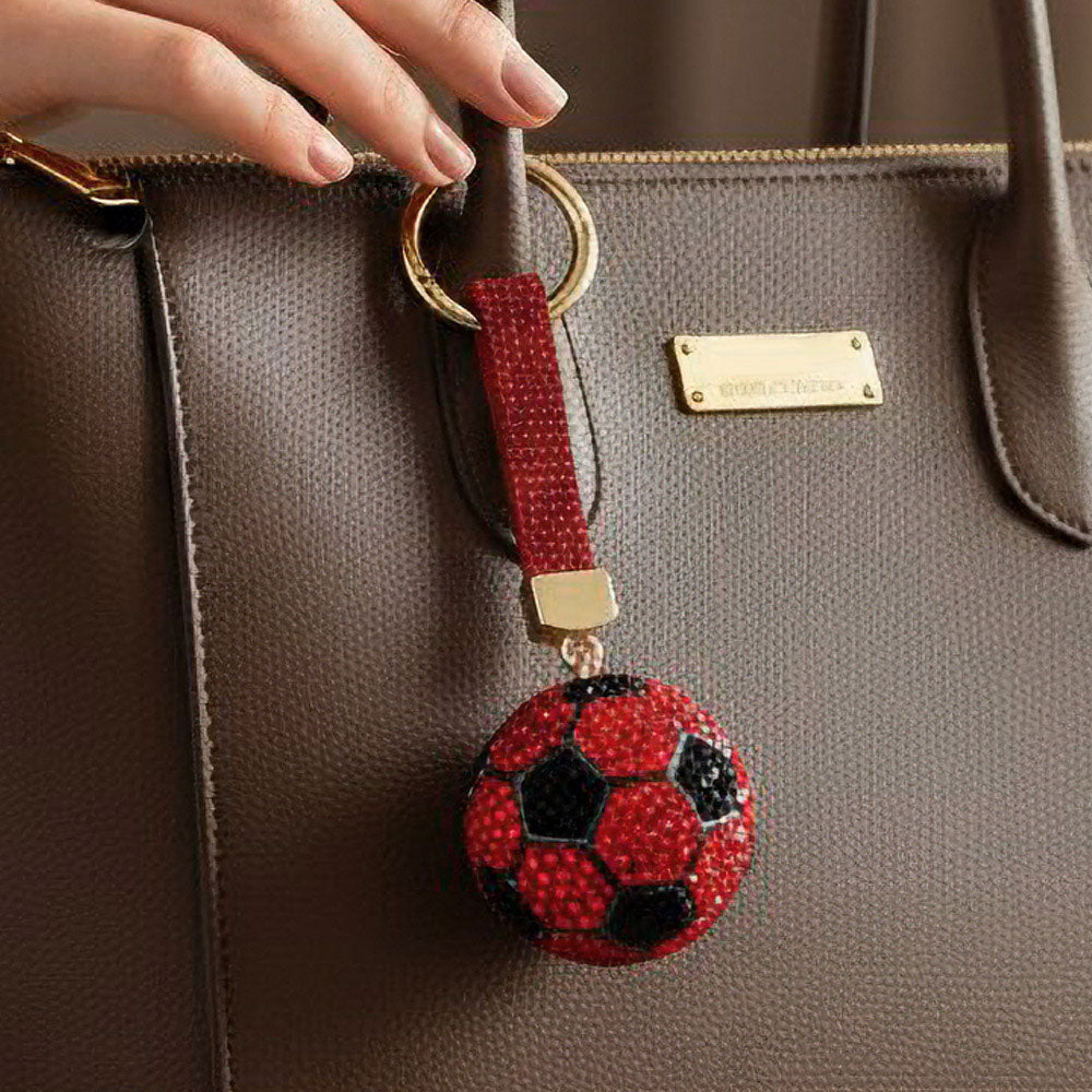 Madeline Love Red Bling Studded Soccer Ball Bag Charm Keychain - Bags & Wallets