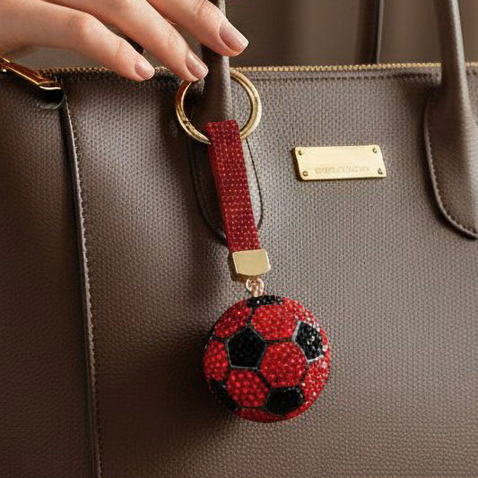 Madeline Love Red Bling Studded Soccer Ball Bag Charm Keychain - Bags & Wallets