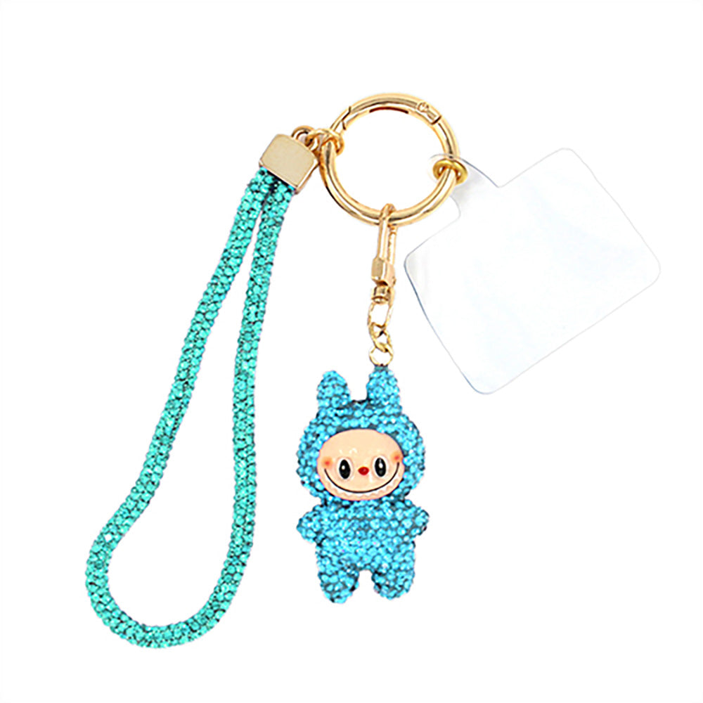 Madeline Love Aqua Bling Studded Monster Bunny Figure Phone Strap Keychain Bag Charm - Bags & Wallets - extra