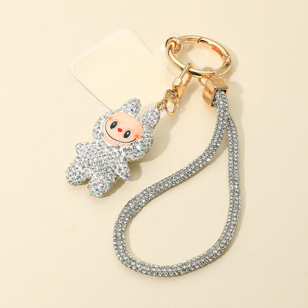 Madeline Love Clear Bling Studded Monster Bunny Figure Phone Strap Keychain Bag Charm - Bags & Wallets