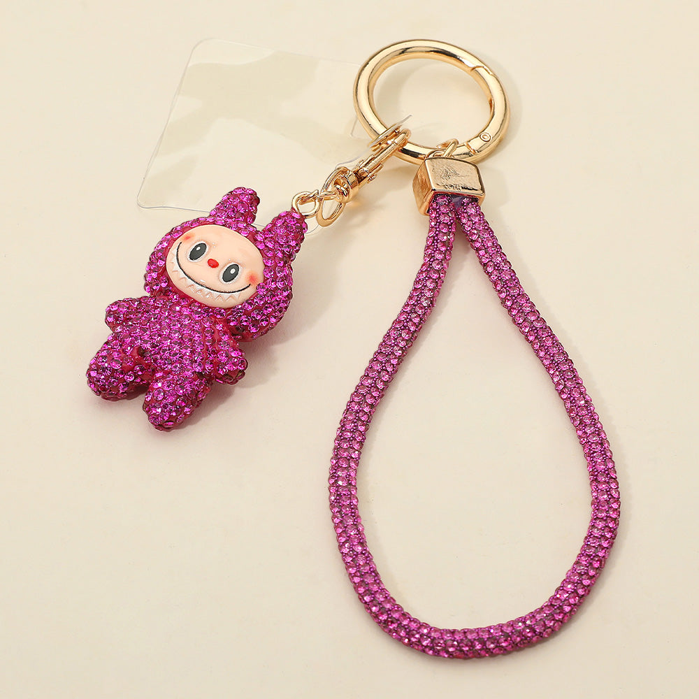 Madeline Love Fuchsia Bling Studded Monster Bunny Figure Phone Strap Keychain Bag Charm - Bags & Wallets