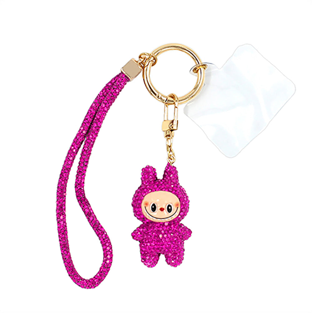 Madeline Love Fuchsia Bling Studded Monster Bunny Figure Phone Strap Keychain Bag Charm - Bags & Wallets - extra