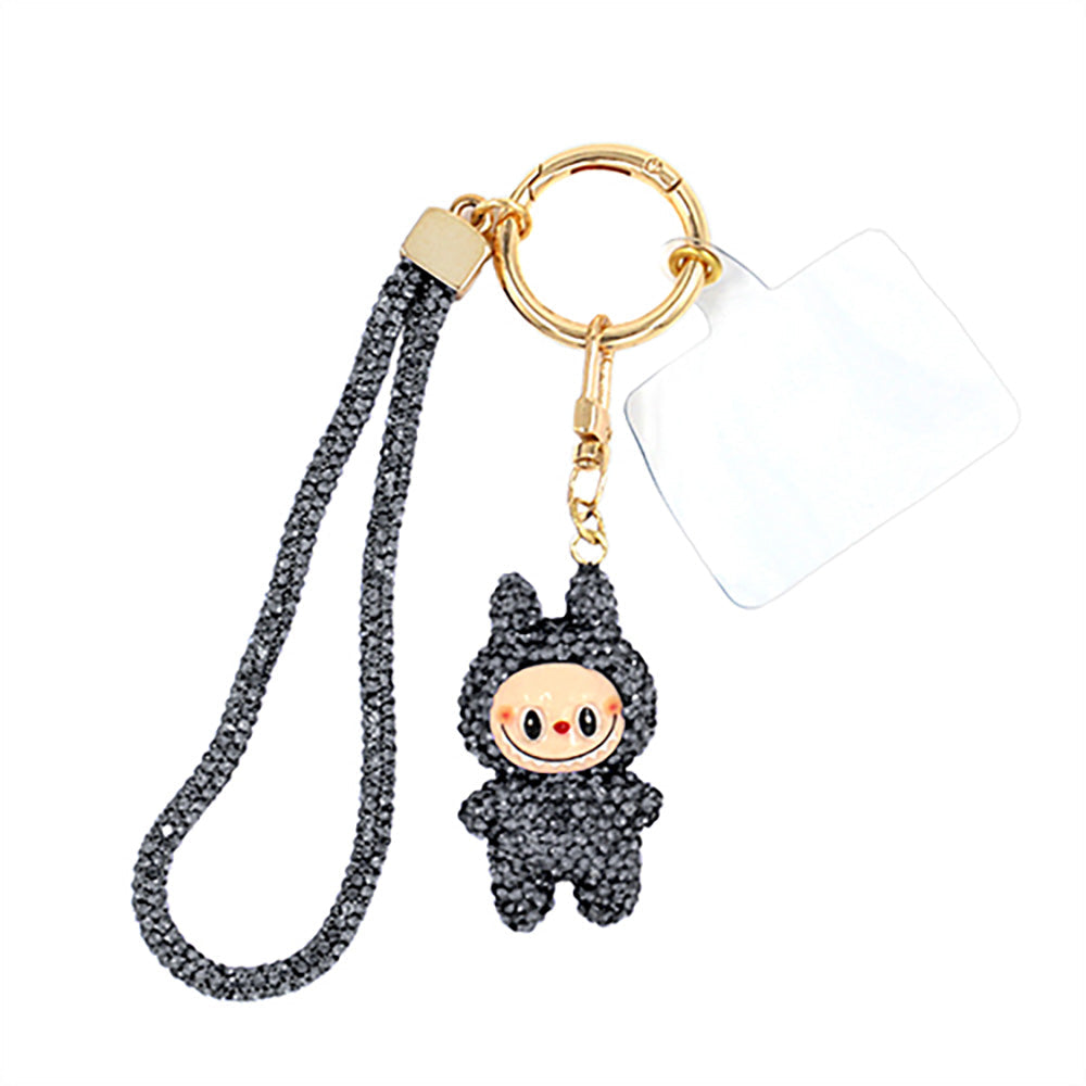 Madeline Love Hematite Bling Studded Monster Bunny Figure Phone Strap Keychain Bag Charm - Bags & Wallets - extra