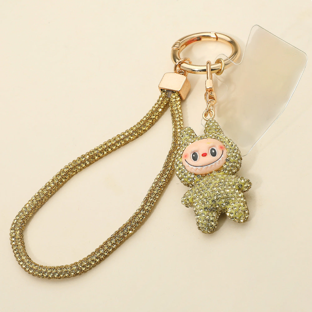 Madeline Love Yellow Bling Studded Monster Bunny Figure Phone Strap Keychain Bag Charm - Bags & Wallets