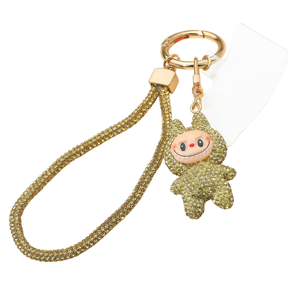 Madeline Love Yellow Bling Studded Monster Bunny Figure Phone Strap Keychain Bag Charm - Bags & Wallets - desc
