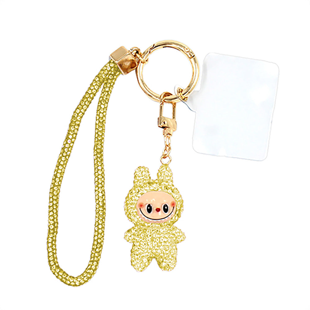 Madeline Love Yellow Bling Studded Monster Bunny Figure Phone Strap Keychain Bag Charm - Bags & Wallets - extra
