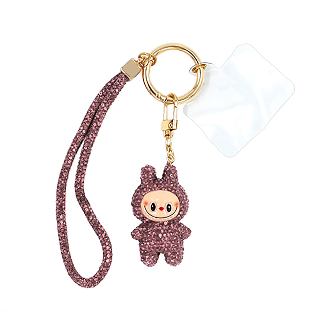 Madeline Love Amethyst Bling Studded Monster Bunny Figure Phone Strap Keychain Bag Charm - Bags & Wallets - extra
