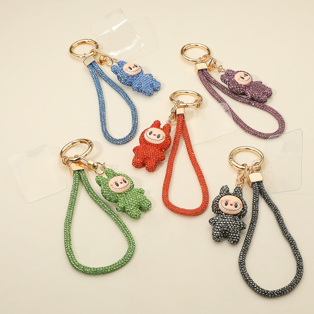 Madeline Love Lt Col Topaz Bling Studded Monster Bunny Figure Phone Strap Keychain Bag Charm - Bags & Wallets - extra