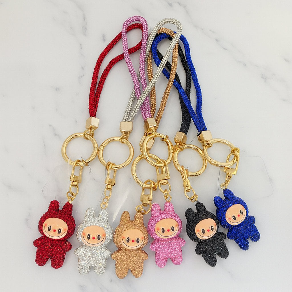 Madeline Love Lt Col Topaz Bling Studded Monster Bunny Figure Phone Strap Keychain Bag Charm - Bags & Wallets - extra