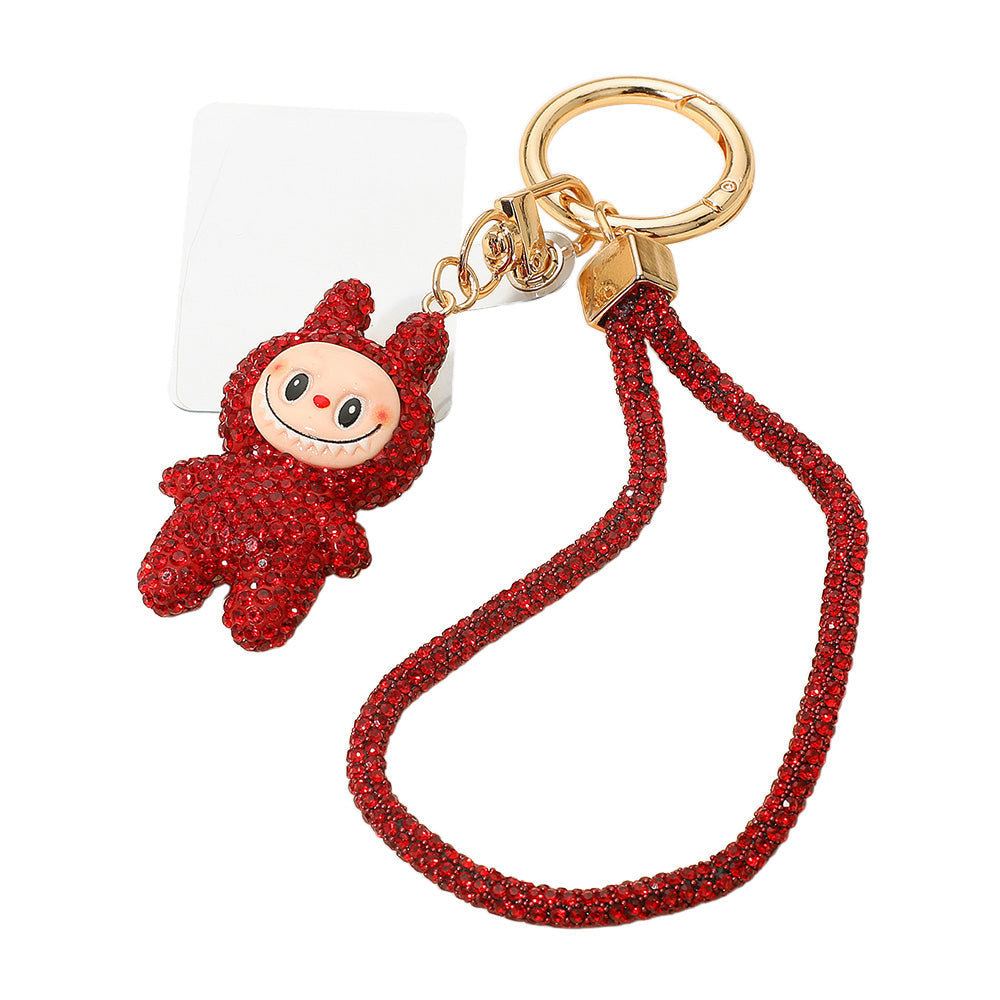 Madeline Love Light, Siam Bling Studded Monster Bunny Figure Phone Strap Keychain Bag Charm - Bags & Wallets - desc