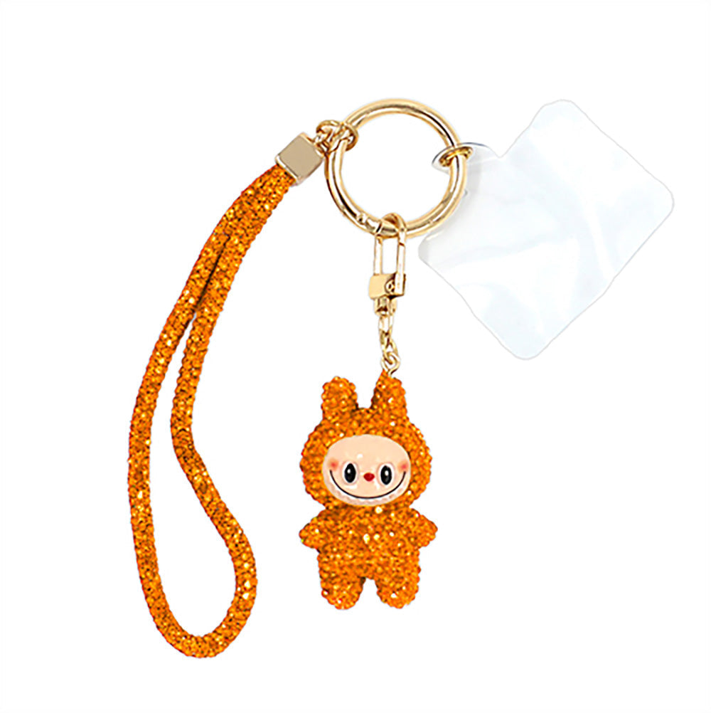 Madeline Love Orange Bling Studded Monster Bunny Figure Phone Strap Keychain Bag Charm - Bags & Wallets - extra