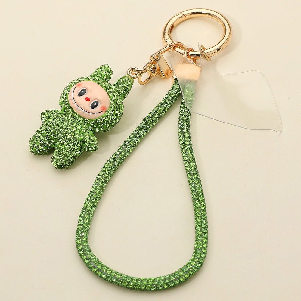 Madeline Love Peridot Bling Studded Monster Bunny Figure Phone Strap Keychain Bag Charm - Bags & Wallets