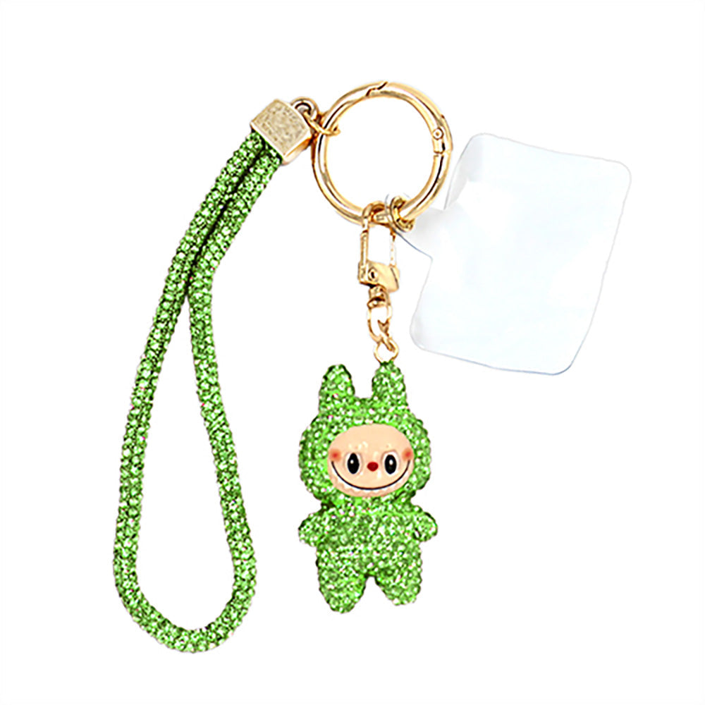 Madeline Love Peridot Bling Studded Monster Bunny Figure Phone Strap Keychain Bag Charm - Bags & Wallets - extra