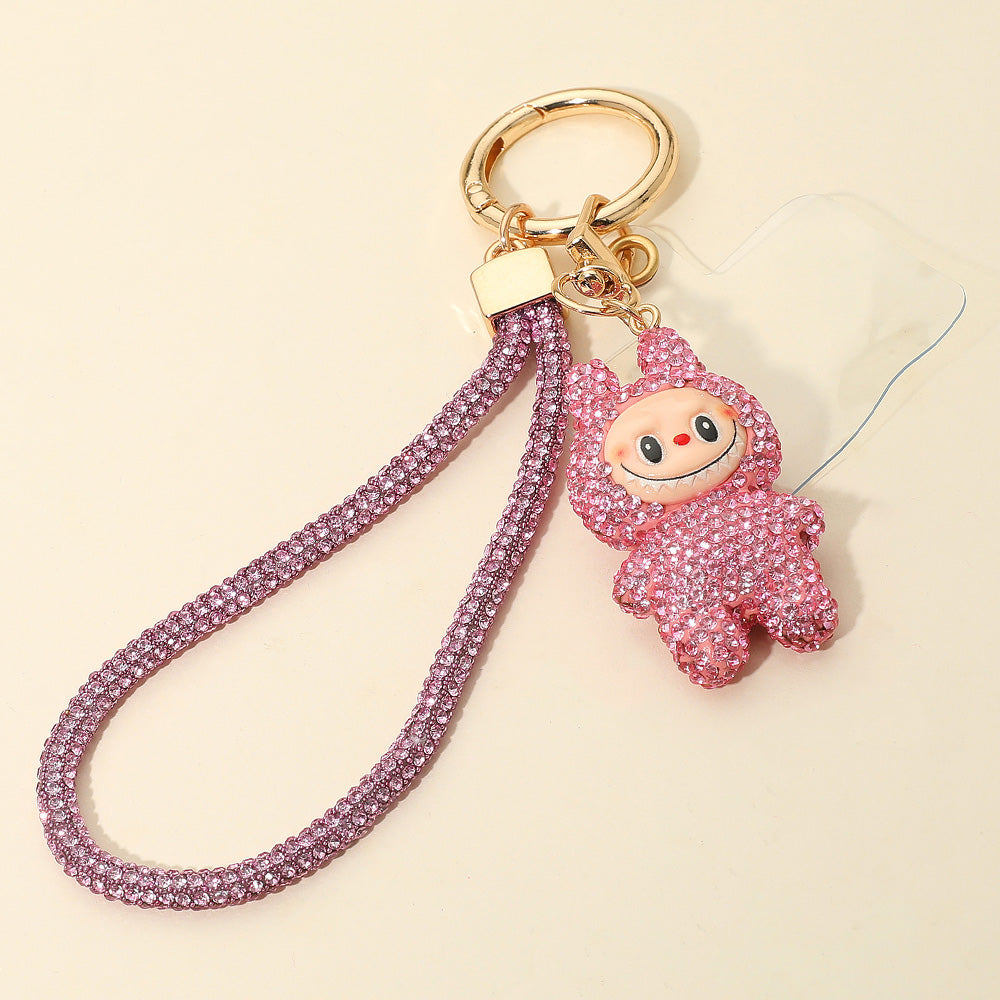 Madeline Love Pink Bling Studded Monster Bunny Figure Phone Strap Keychain Bag Charm - Bags & Wallets
