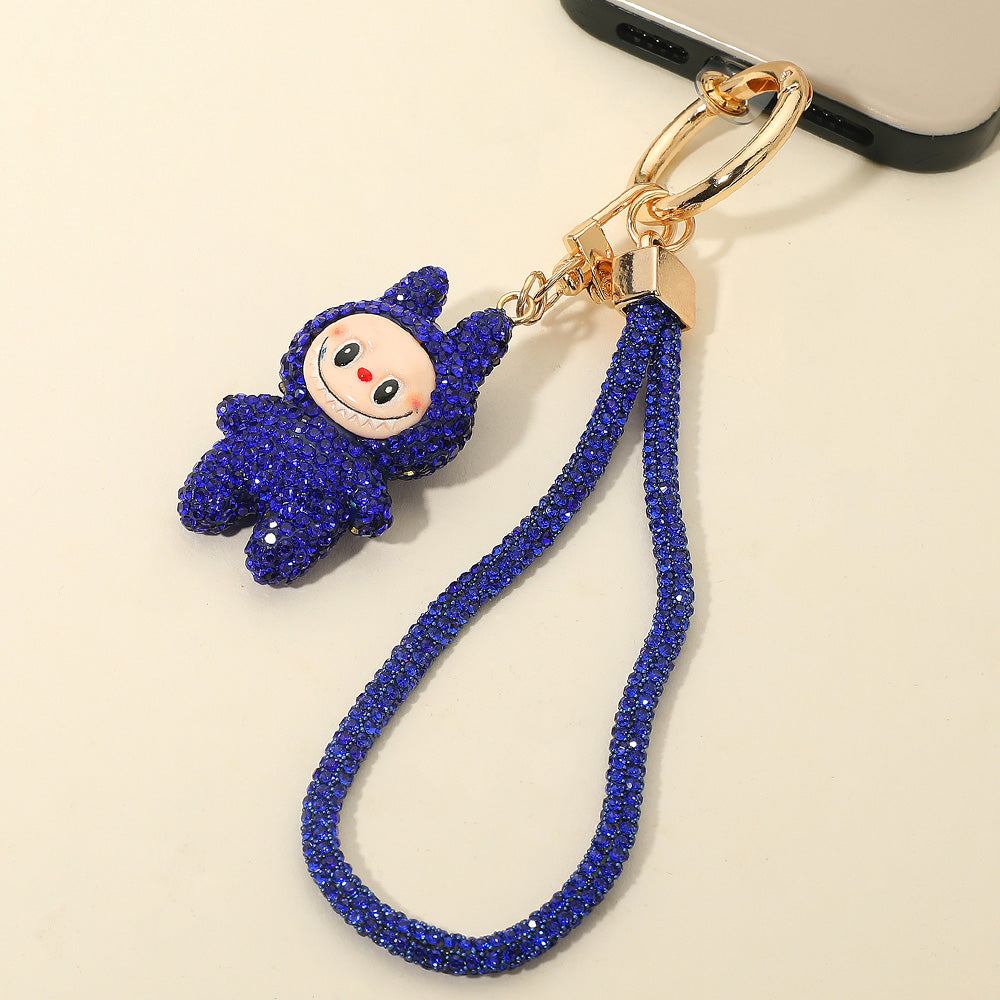 Madeline Love Sapphire Bling Studded Monster Bunny Figure Phone Strap Keychain Bag Charm - Bags & Wallets