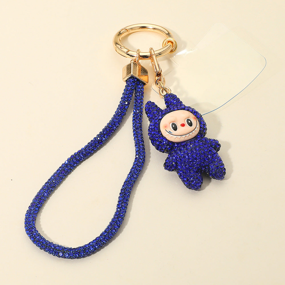 Madeline Love Sapphire Bling Studded Monster Bunny Figure Phone Strap Keychain Bag Charm - Bags & Wallets - desc