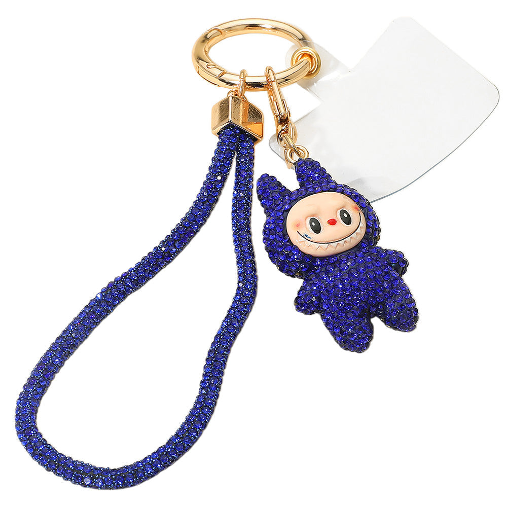 Madeline Love Sapphire Bling Studded Monster Bunny Figure Phone Strap Keychain Bag Charm - Bags & Wallets - extra