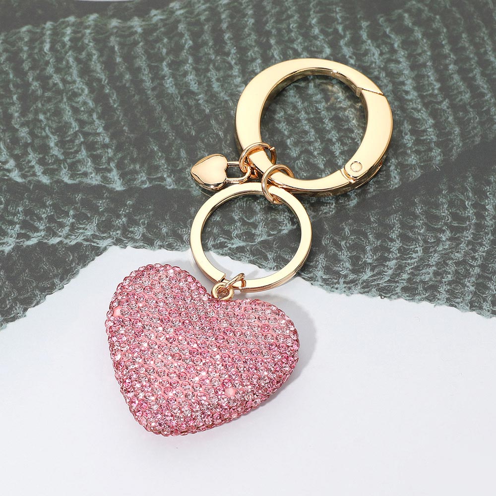 Madeline Love Pink Rhinestone Pave Heart Keychain Bag Charm - Bags & Wallets
