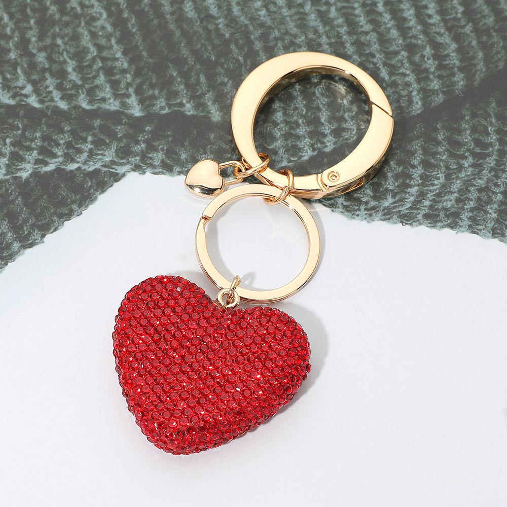 Madeline Love Red Rhinestone Pave Heart Keychain Bag Charm - Bags & Wallets