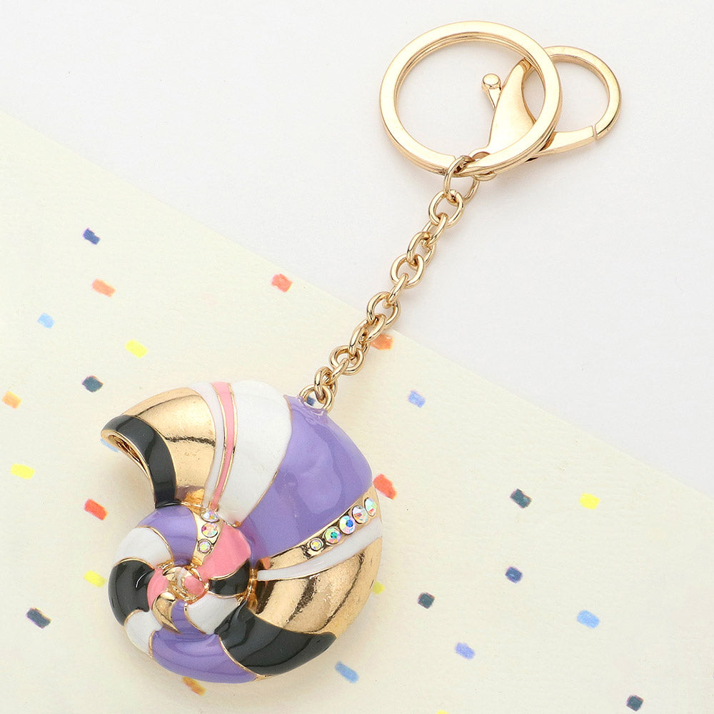 Madeline Love Gold, Multi Enamel Snail Keychain - Hair Accessories