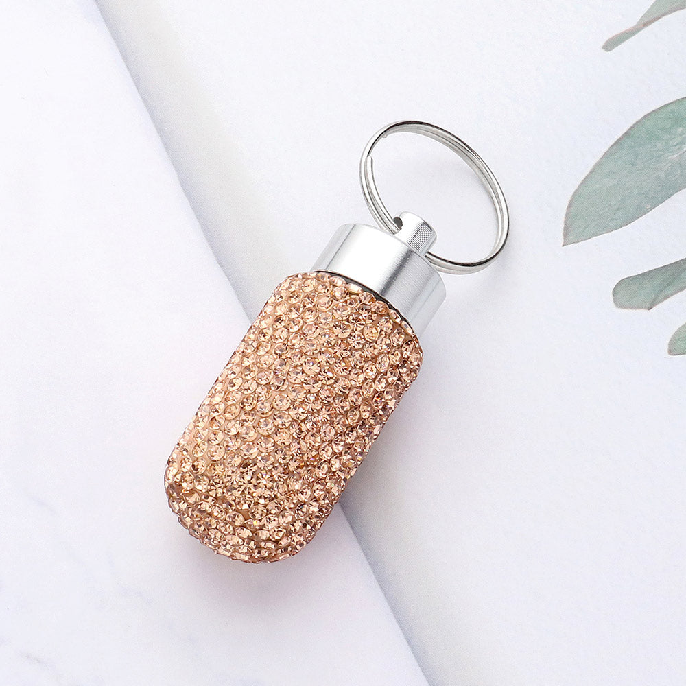 Madeline Love Peach Bling Mini Pill Case Keychain - Jewelry