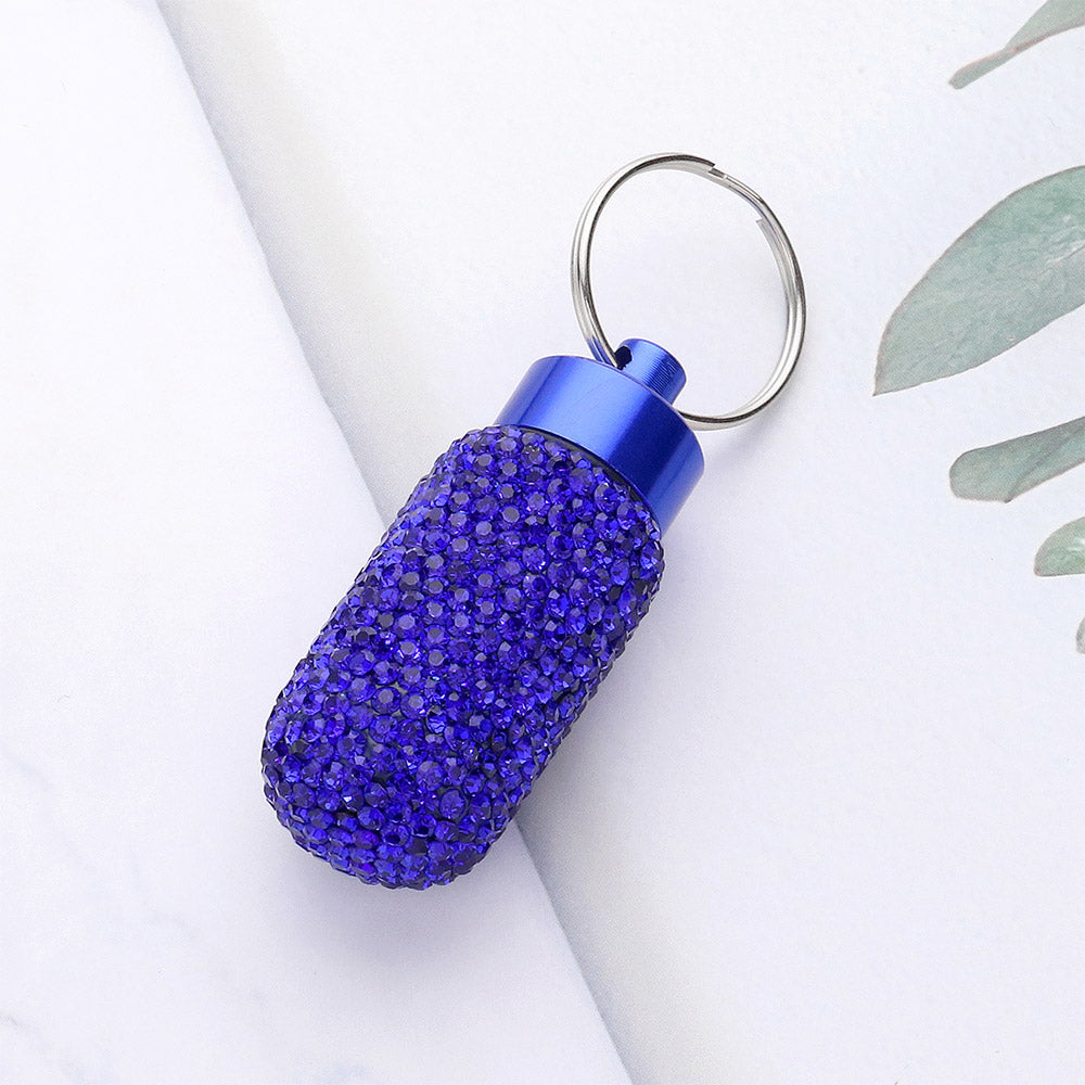 Madeline Love Royal Blue Bling Mini Pill Case Keychain - Jewelry
