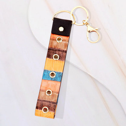 Madeline Love Gold, Multi, Red Color Block Faux Leather Keychain Bag Charm - Bags & Wallets