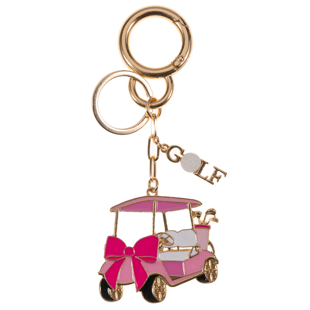 Madeline Love Pink Enamel Bow Golf Cart Keychain Bag Charm - Bags & Wallets - desc