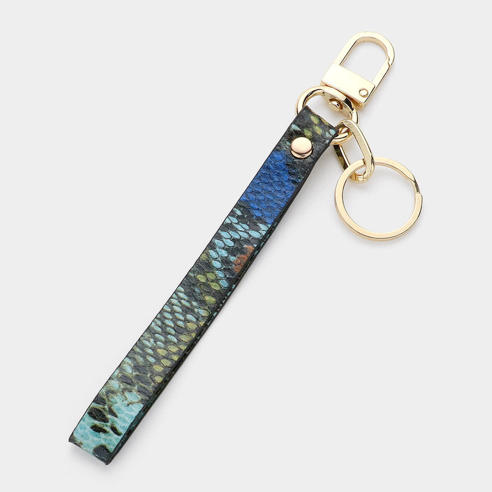 Madeline Love Blue Snake Skin Faux Leather Keychain - Jewelry