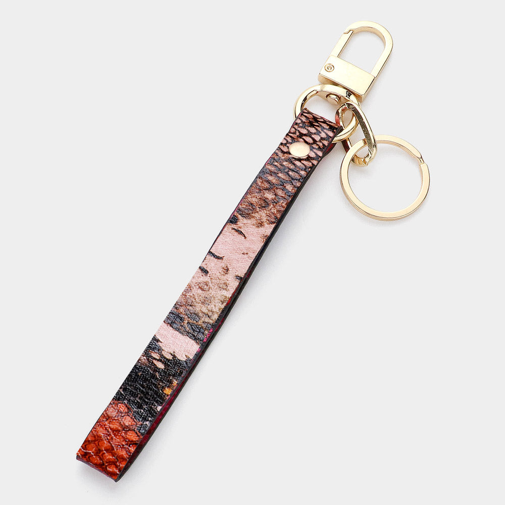Madeline Love Pink Snake Skin Faux Leather Keychain - Jewelry