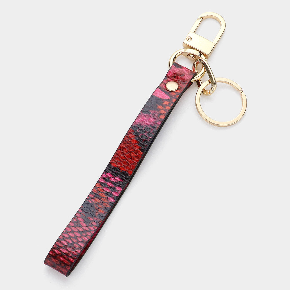 Madeline Love Red Snake Skin Faux Leather Keychain - Jewelry