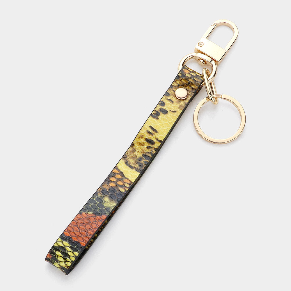 Madeline Love Yellow Snake Skin Faux Leather Keychain - Jewelry