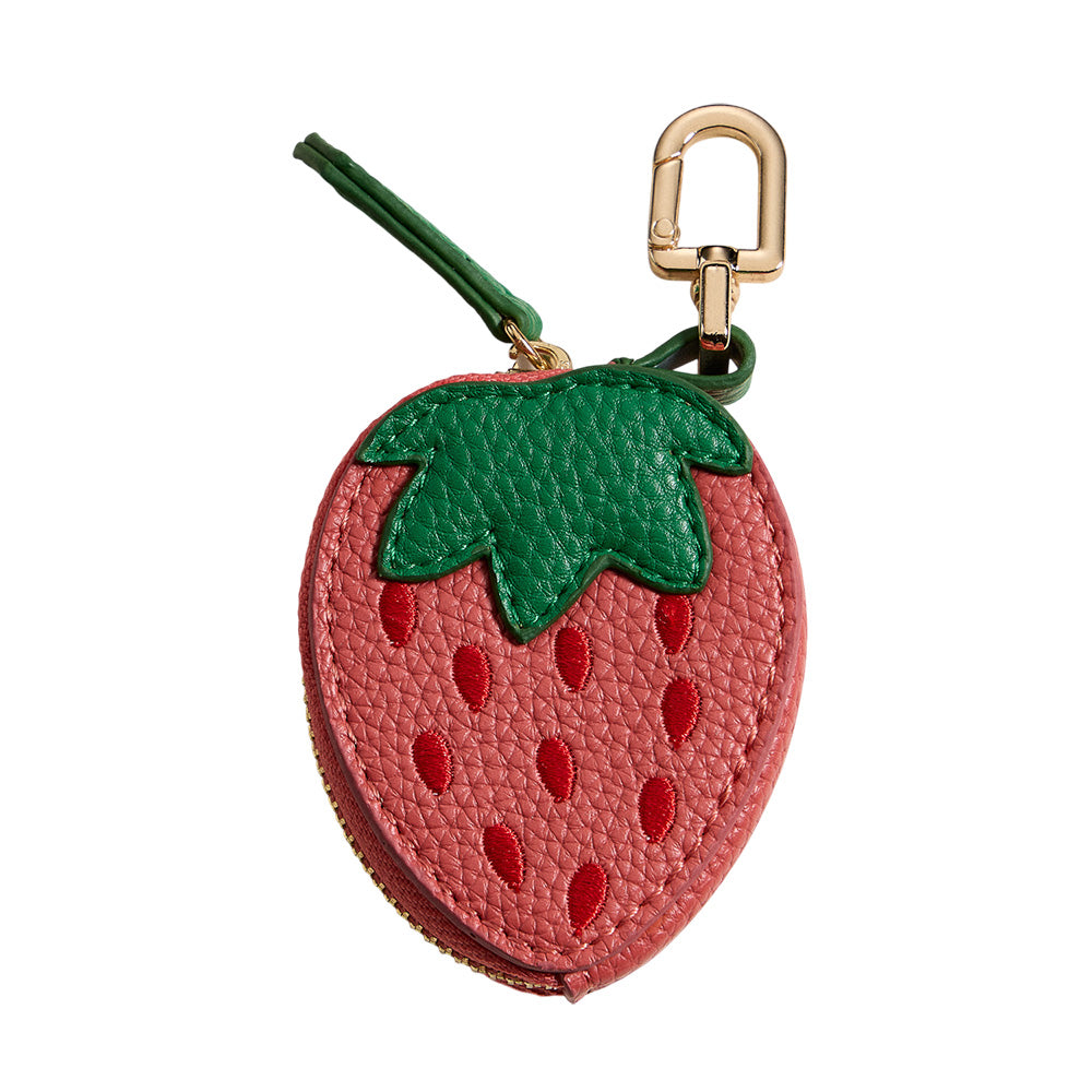 Madeline Love Pink Genuine Leather Strawberry Coin Purse Keychain Bag Charm - Bags & Wallets - extra
