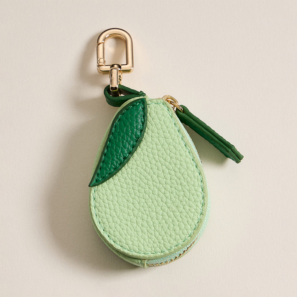 Madeline Love Green Genuine Leather Avocado Coin Purse Keychain Bag Charm - Bags & Wallets - desc