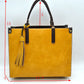 Large Shoulder Vegan Leather Tassel Handbag For Women - Tote Bag
